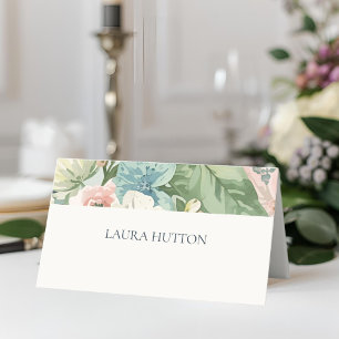 Ivory   Chic Watercolor Floral Wedding  Place Card
