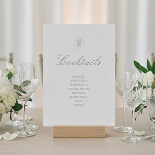 Ivory   Chic Wedding Cocktail Table Top Sign Card