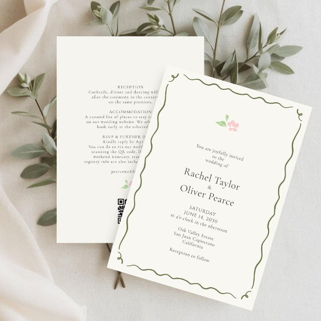Ivory | Chic & Whimsical Floral Wedding Invitation (Creator Uploaded)