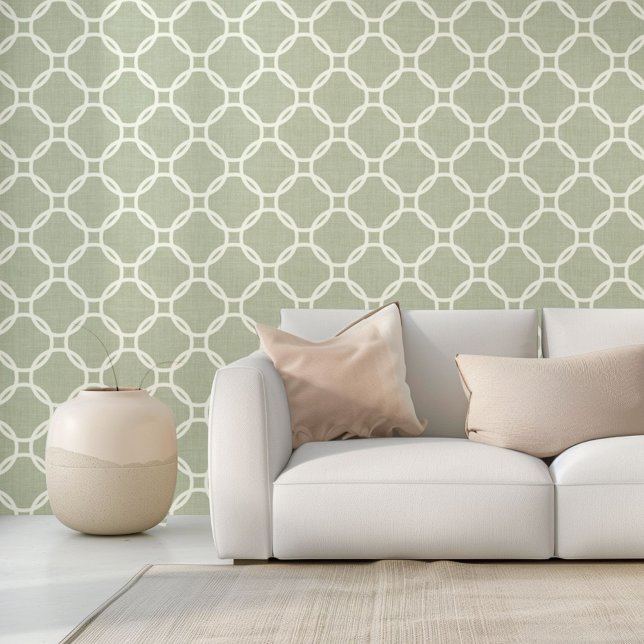 Ivory Circles Art Pattern On Sage Green Background Wallpaper (Creator Uploaded)