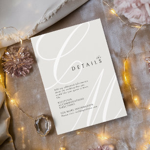 Ivory Classic Elegant calligraphy monogram details Enclosure Card