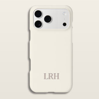 Ivory Classic Minimalist Initial Monogram  iPhone 15 Case