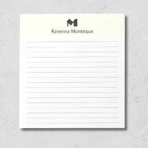 Ivory Classic Personalized Monogram Name Lined Notepad