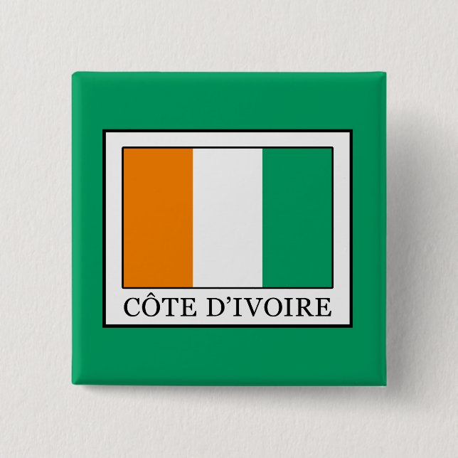 Ivory Coast 2 Inch Square Button (Front)