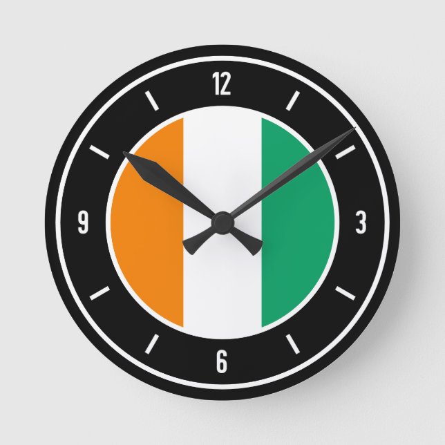 Ivory Coast Flag Elegant Round Clock (Front)