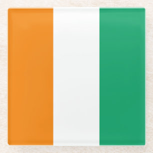 Ivory Coast Flag Glass Coaster