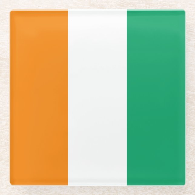 Ivory Coast Flag Glass Coaster (Front)