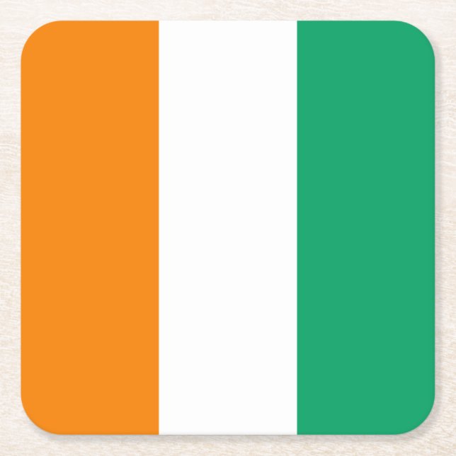 Ivory Coast Flag Square Paper Coaster (Front)