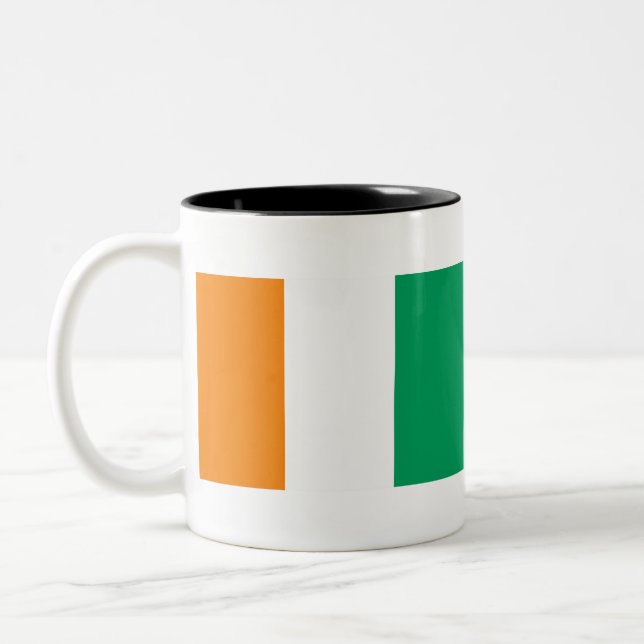 Ivory Coast Flag Two-Tone Coffee Mug (Left)