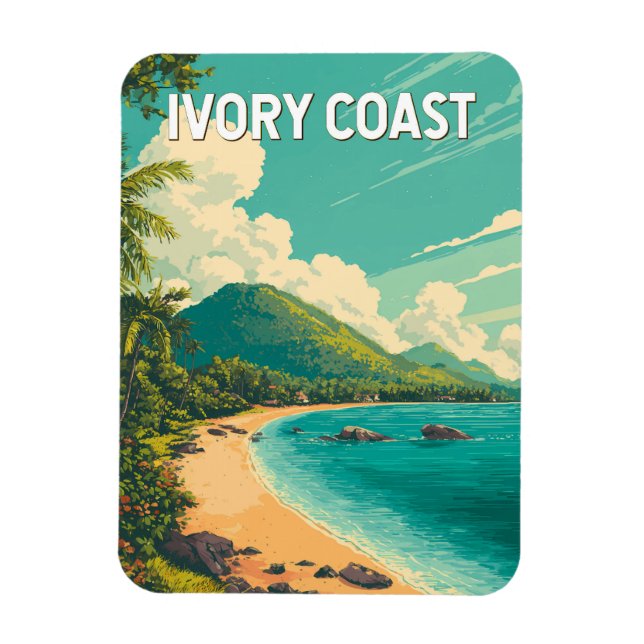 Ivory Coast Illustration Travel Art Vintage Magnet (Vertical)