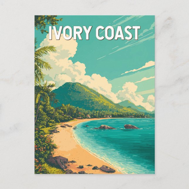Ivory Coast Illustration Travel Art Vintage Postcard (Front)