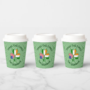 Ivory Coast Irish USA Shamrock Personalized Text Paper Cups