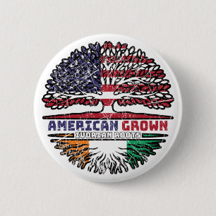 Ivory Coast Ivorian American USA Tree Roots Flag 2 Inch Round Button