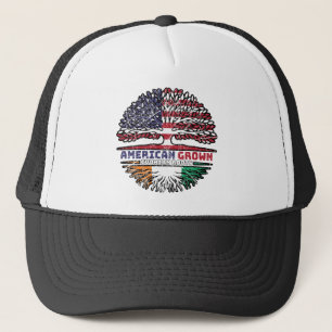 Ivory Coast Ivorian American USA Tree Roots Flag Trucker Hat
