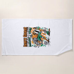 Ivory Coast Match Day Skeleton Striker Nations Cou Beach Towel