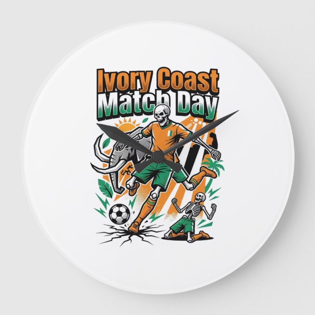 Ivory Coast Match Day Skeleton Striker Nations Cou Large Clock (Front)