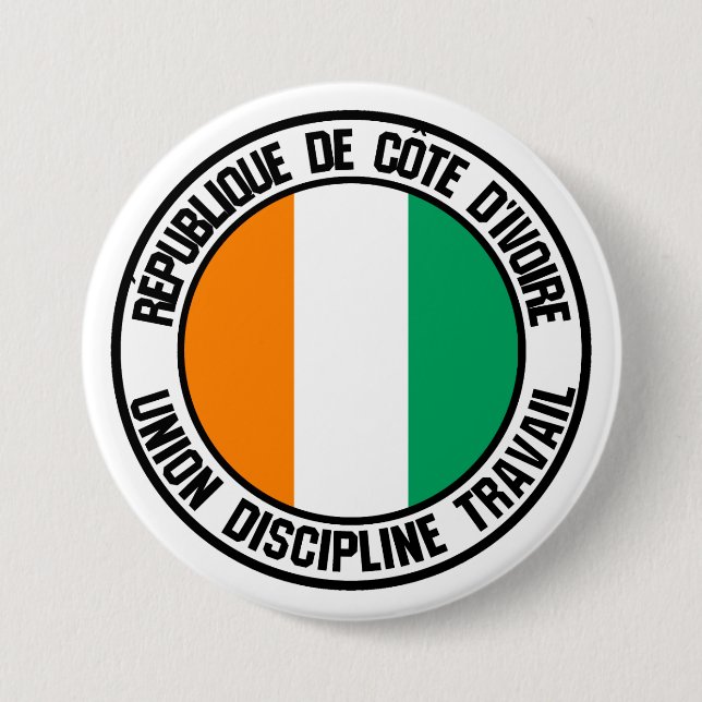 Ivory Coast Round Emblem 3 Inch Round Button (Front)