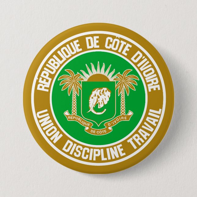 Ivory Coast Round Emblem 3 Inch Round Button (Front)