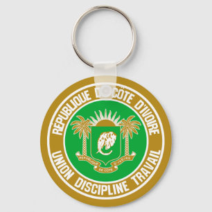 Ivory Coast Round Emblem Keychain