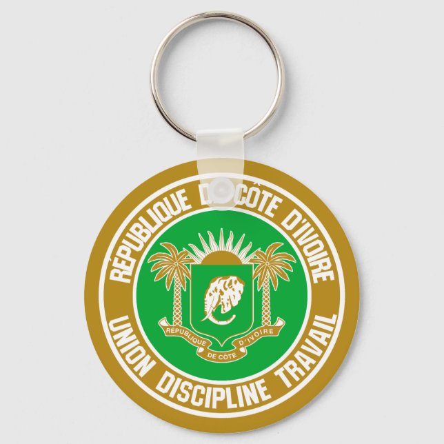 Ivory Coast Round Emblem Keychain (Front)