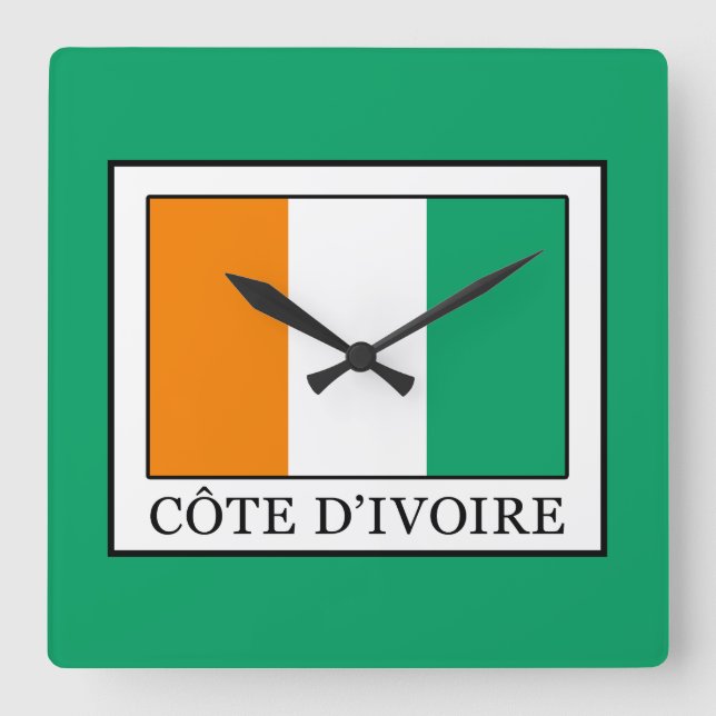 Ivory Coast Square Wall Clock (Front)