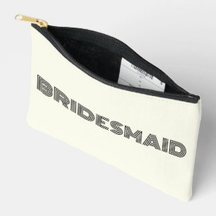 Ivory Color Modern Typography Bridesmaid Accessory Pouch