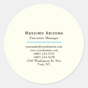 Ivory Color Plain Modern Minimalist  Classic Round Sticker