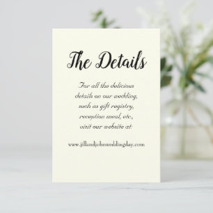 Ivory Color Simple Style Wedding Details Enclosure Card