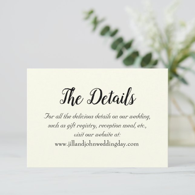 Ivory Color Simple Style Wedding Details Enclosure Card (Standing Front)