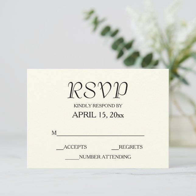 Ivory Color Simple Style Wedding RSVP Card (Standing Front)