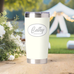 Ivory Color Stylized Name Wedding Bridesmaid Insulated Tumbler