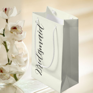 Ivory Color Stylized Script Wedding Bridesmaid Small Gift Bag