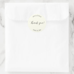 Ivory Color Stylized Wedding Thank You Classic Round Sticker