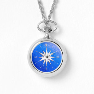 Ivory compass rose - sapphire glass background watch