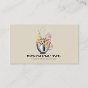 Ivory Cook Chef Watercolor Baking Utensils Bakery Business Card