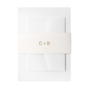 Ivory Copper Monogram Modern Wedding Invitation Belly Band
