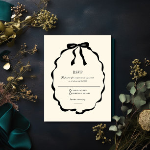 Ivory Coquette Bow Wedding RSVP Card