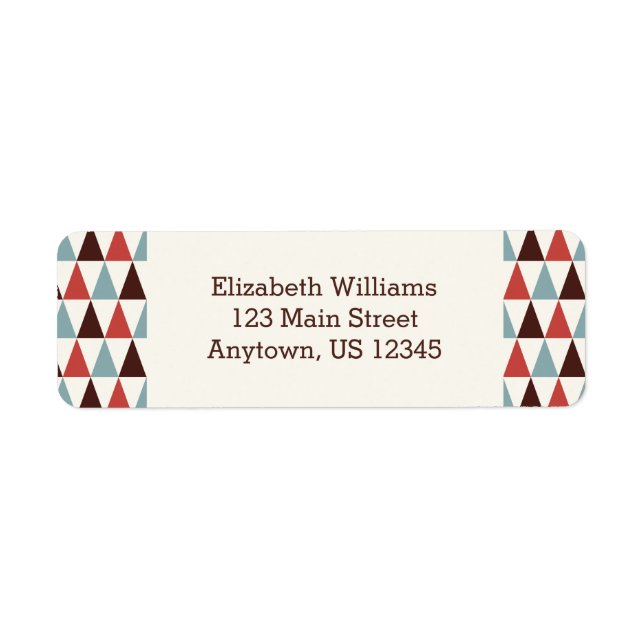 Ivory Coral Blue Triangle Motif Adresse de retour (Devant)