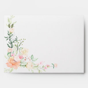 Ivory Coral Watercolor Spring Floral Bouquet Envelope