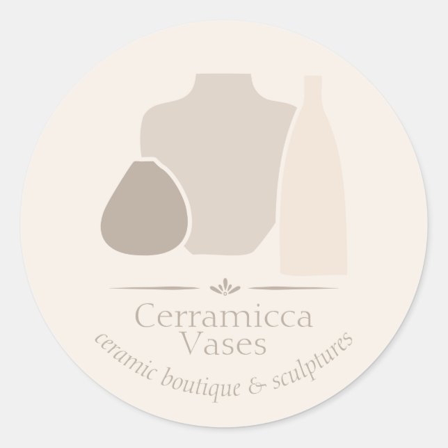 Ivory Craft Porcelain Pottery Vase Ceramic Classic Round Sticker (Front)