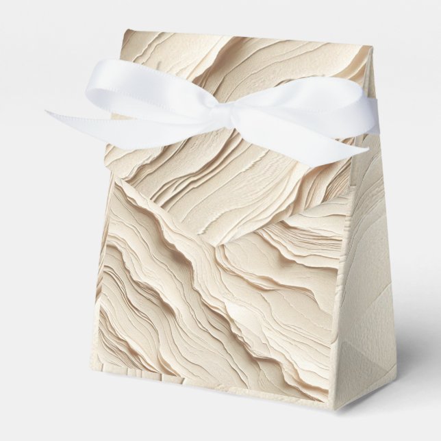 Ivory Cream Bohemian Textured Wedding Favor Box (Front Side)