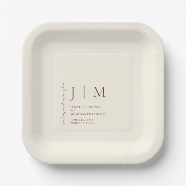 Ivory Cream Formal Event Theme Wedding Paper Plate (Front)