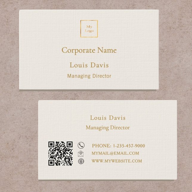 Ivory cream gold modern minimialst premium logo business card (Creator Uploaded)