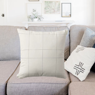 Ivory cream gray neutrals checked modern throw pillow