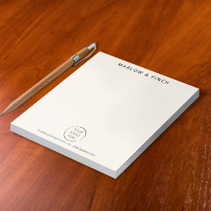 Ivory Cream Logo, Business Name, and Contact Info Notepad