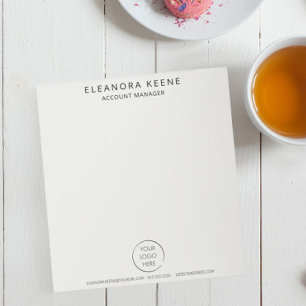 Ivory Cream Logo, Name, and Contact Info Business  Notepad