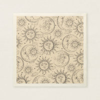 Ivory Cream Magic Vintage Celestial Sun Moon Stars