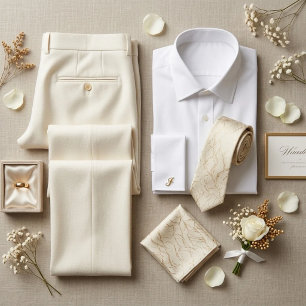 Ivory Cream Marbled Texture Tie