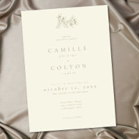 Ivory Cream Minimalist Leaf Acorn Fall Wedding