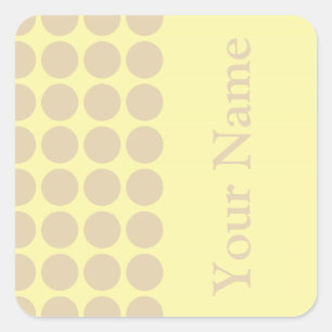 Ivory Cream Neutral Dots with name text Square Sticker